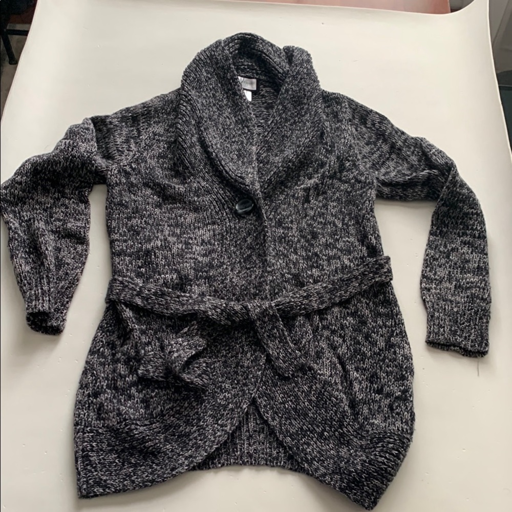 Motherhood Long Black Marble One Button Sweater Size M
